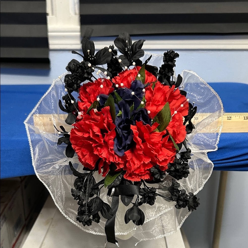 Elegant Black and Red Floral Accessory